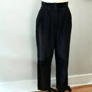 1980’s Black Suede Danier Pants with Pleats and Cuffs